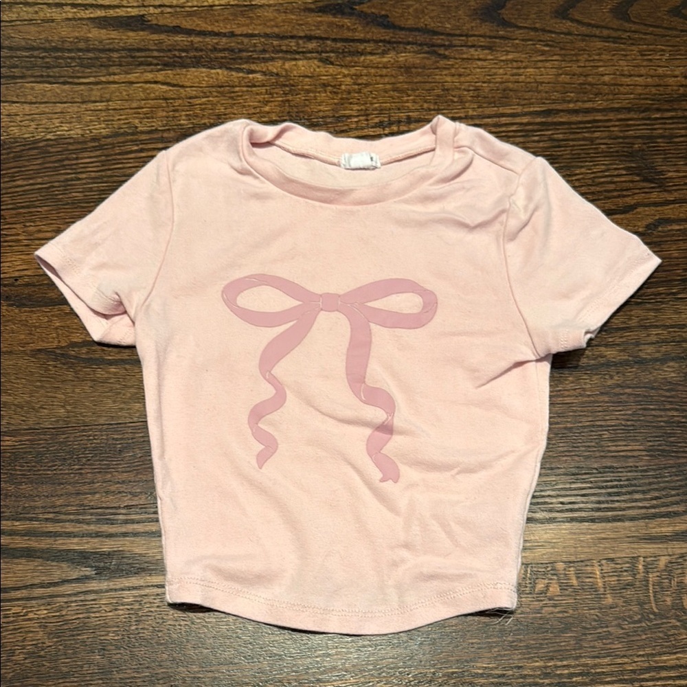Garage Pink Bow cropped T-Shirt in size XXS